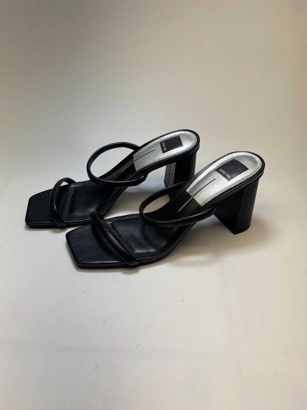 Dolce Vita Womens Noles Strap Black Leather Heel Sandal Sz 10